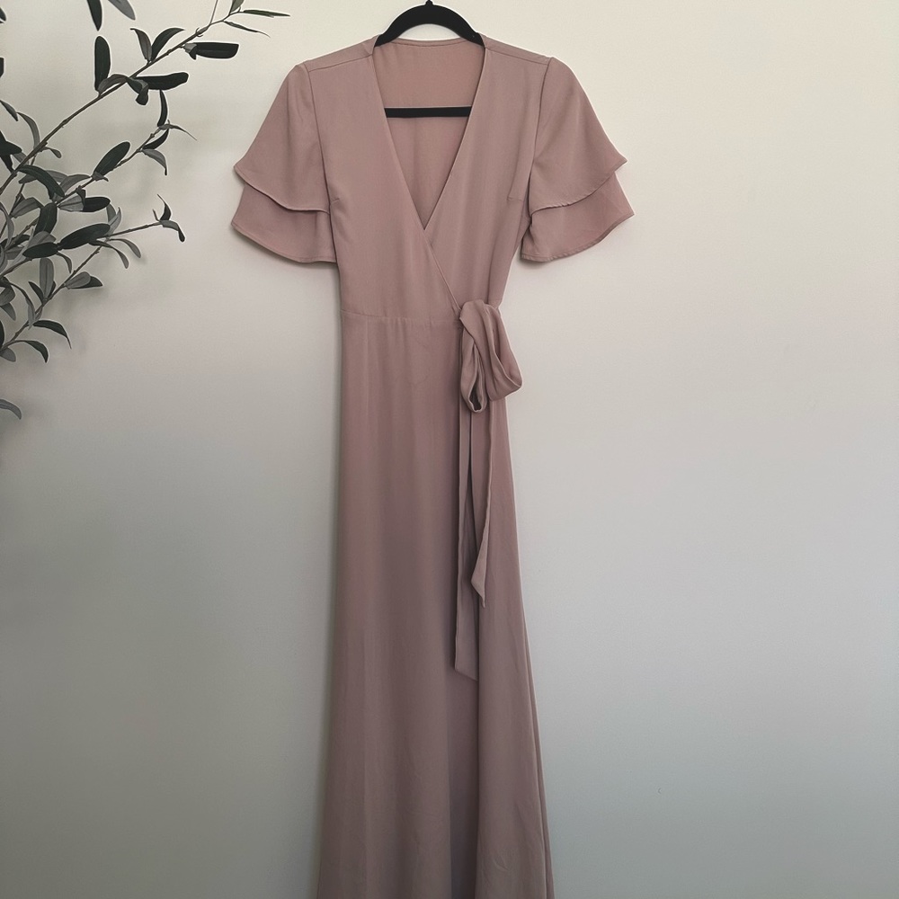 H&M formal pink wrap dress maxi
